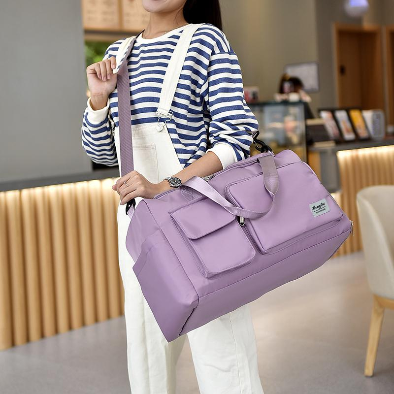 (45x20cm) Wasserabweisende Sporttasche Reise Tasche mit Schuh- / Nassfach - Lila
