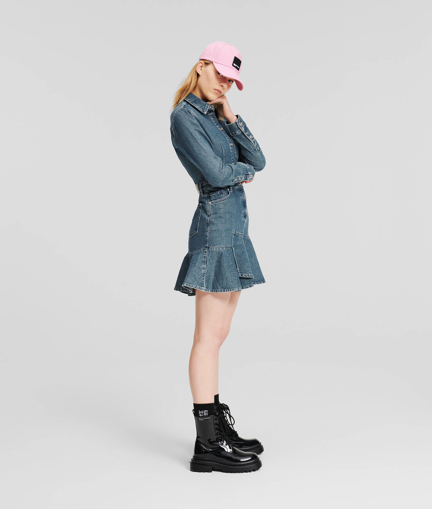 ROBE EN JEANS À VOLANT KLJ