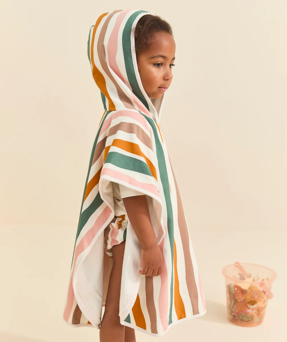LASSIGSERVIETTE PONCHO BÉBÉ FILLE ANTI-UV RAYURES COLORÉES