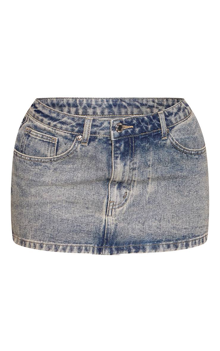 Délavage Vintage Jupe Mini En Denim Classique Taille Mi-haute Petite