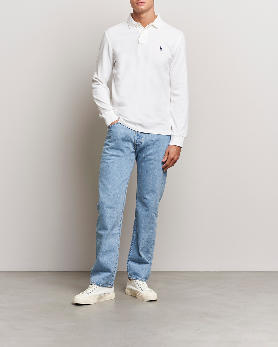 Polo Ralph Lauren Custom Slim Fit Long Sleeve Polo White