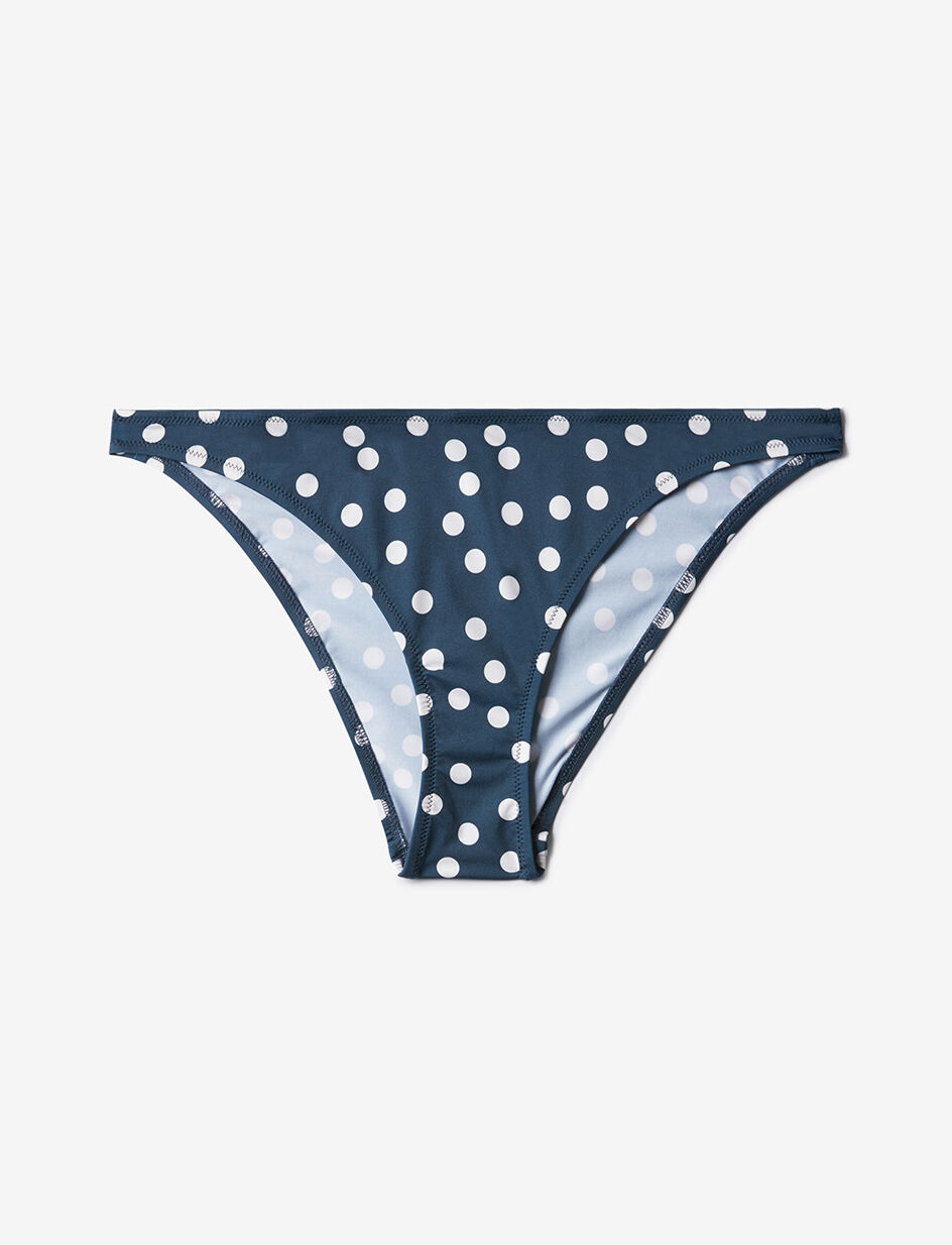 Culotte de bain taille basse - pois optique bleu canard