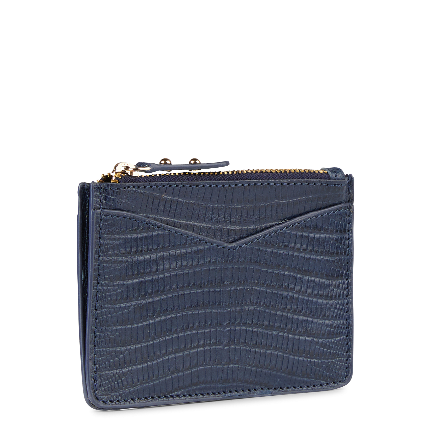 ELMO - Porte-cartes en cuir embossé python | Bleu