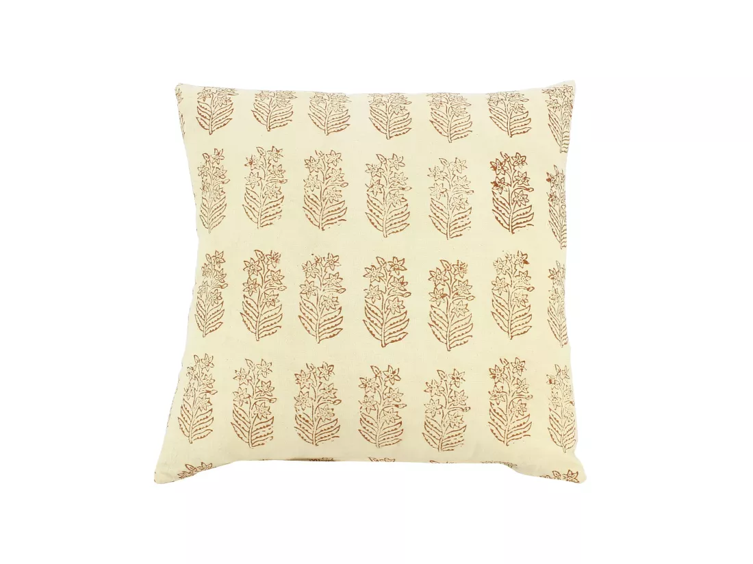 Now's Home - Coussin En Coton Imprime Beige Avec Motifs 40x40cm Adyar