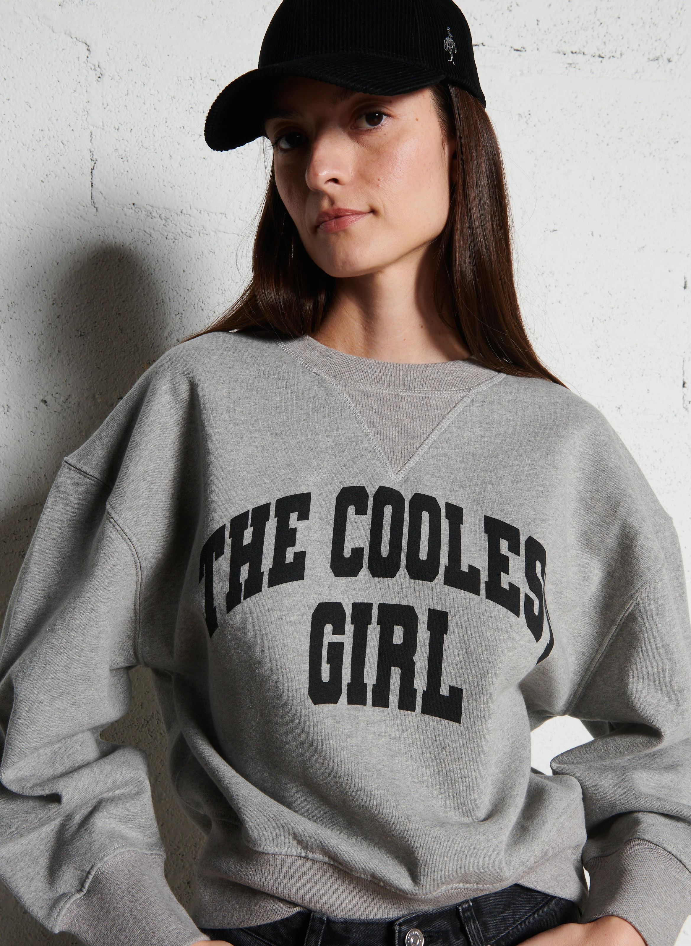 DOMINGO - Sweat col rond oversize en coton | Gris