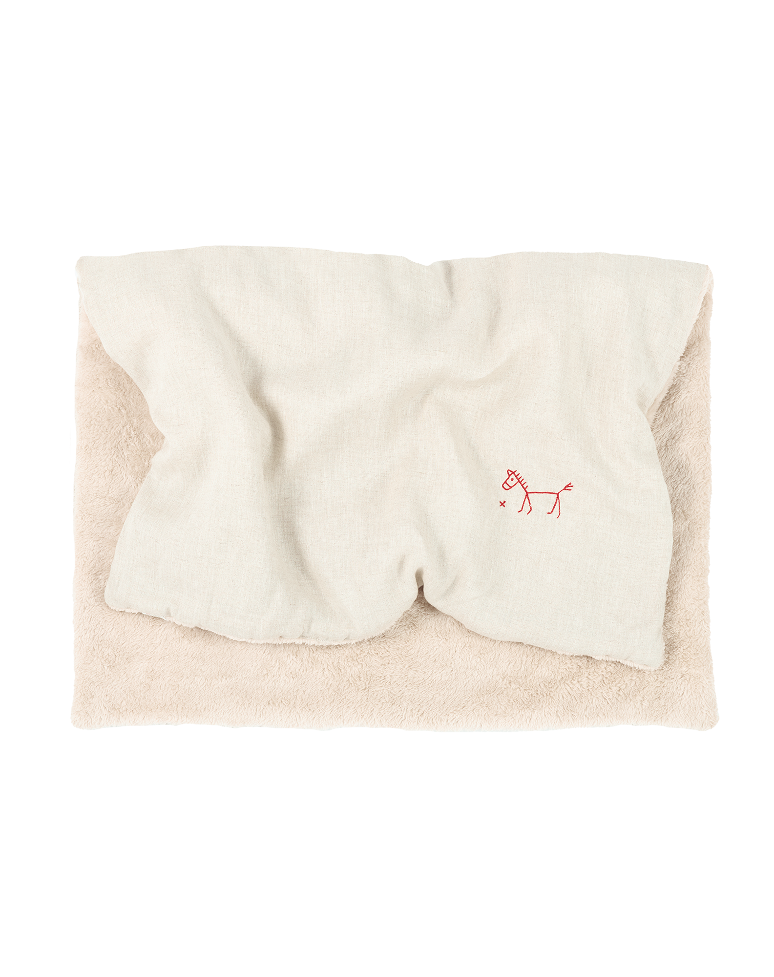Couverture d'hiver brodée l1n0 en lin français | Beige