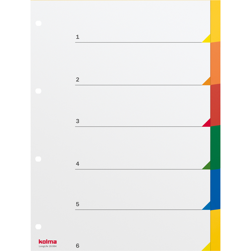 Kolma Register LongLife, bunt, A4, 6-teilig
