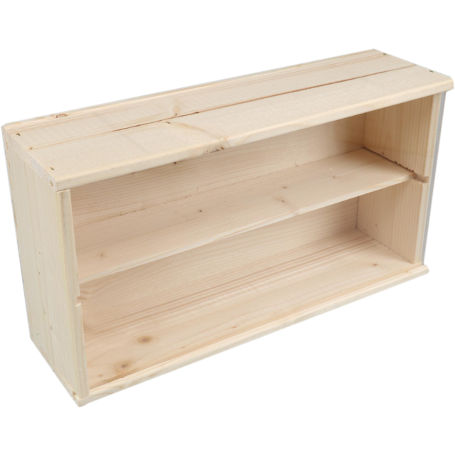 Wijnkist, 2 flessen, plexiglas schuifdeksel, 340x176x85mm, hout, naturel