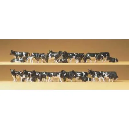 Preiser 14408 HO Kühe,schwarz/weiß 30 St.