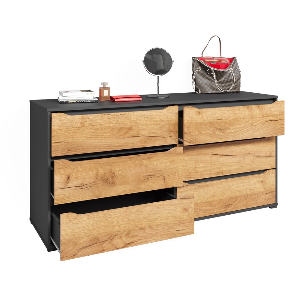 Vicco Kommode Ruben 160 x 78 cm Anthrazit Eiche Anrichte