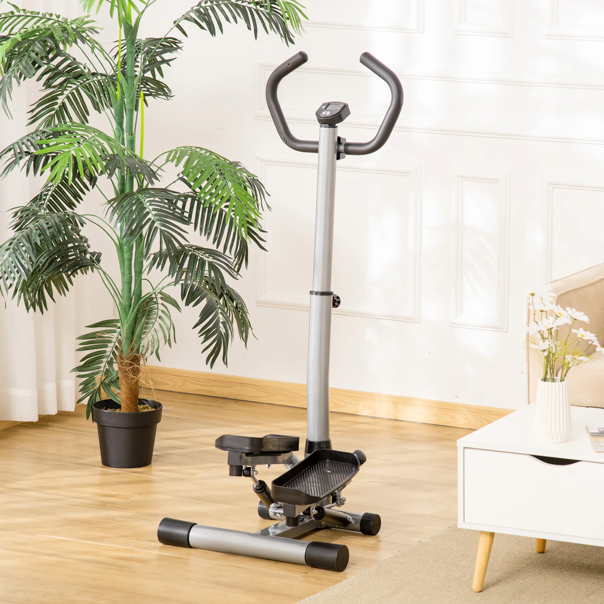 HOMCOM Stepper mit LCD-Bildschirm und einstellbare Geschwindigkeit grau 55L x 53B x 118-128H cm