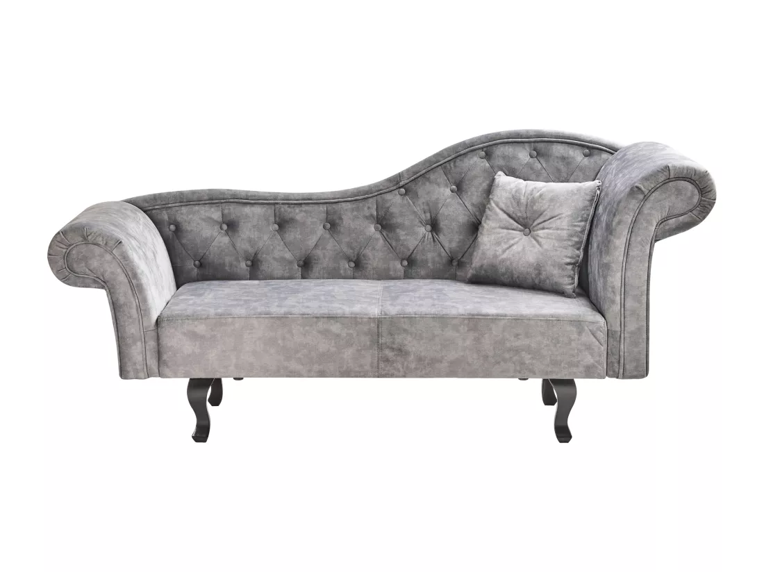 Chaise longue à gauche en velours gris LATTES II