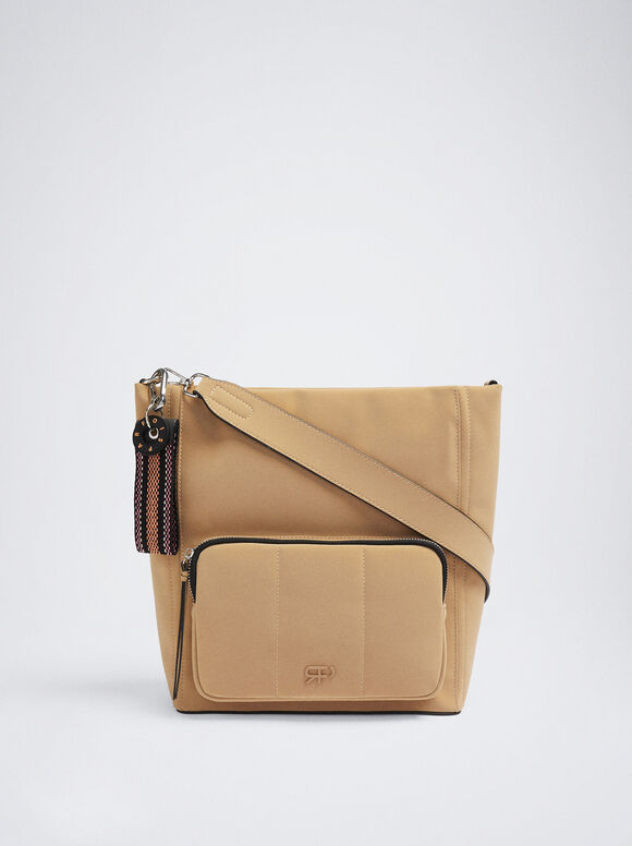 Bolsa de ombro com pingente - Camelo