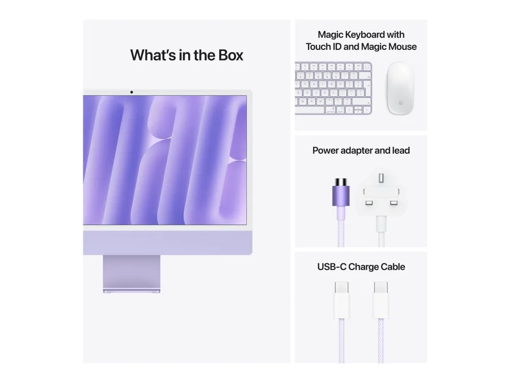 Apple iMac with 4.5K Retina display - Alt-i-én M4 - RAM 16 GB - SSD 512 GB - Apple M4 10-core - Gigabit Ethernet, IEEE 802.11ax (Wi-Fi 6E), Bluetooth 5.3 - macOS Sequoia 15.0 - skærm: LED 24