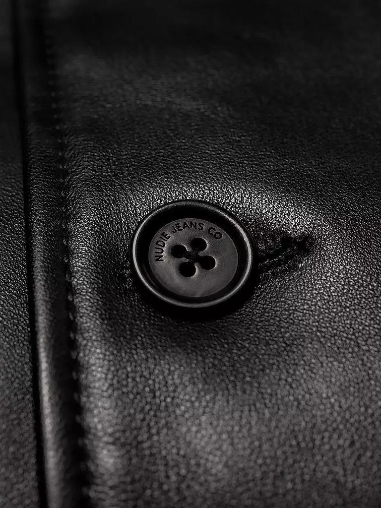 NUDIE JEANS Lederjacke schwarz