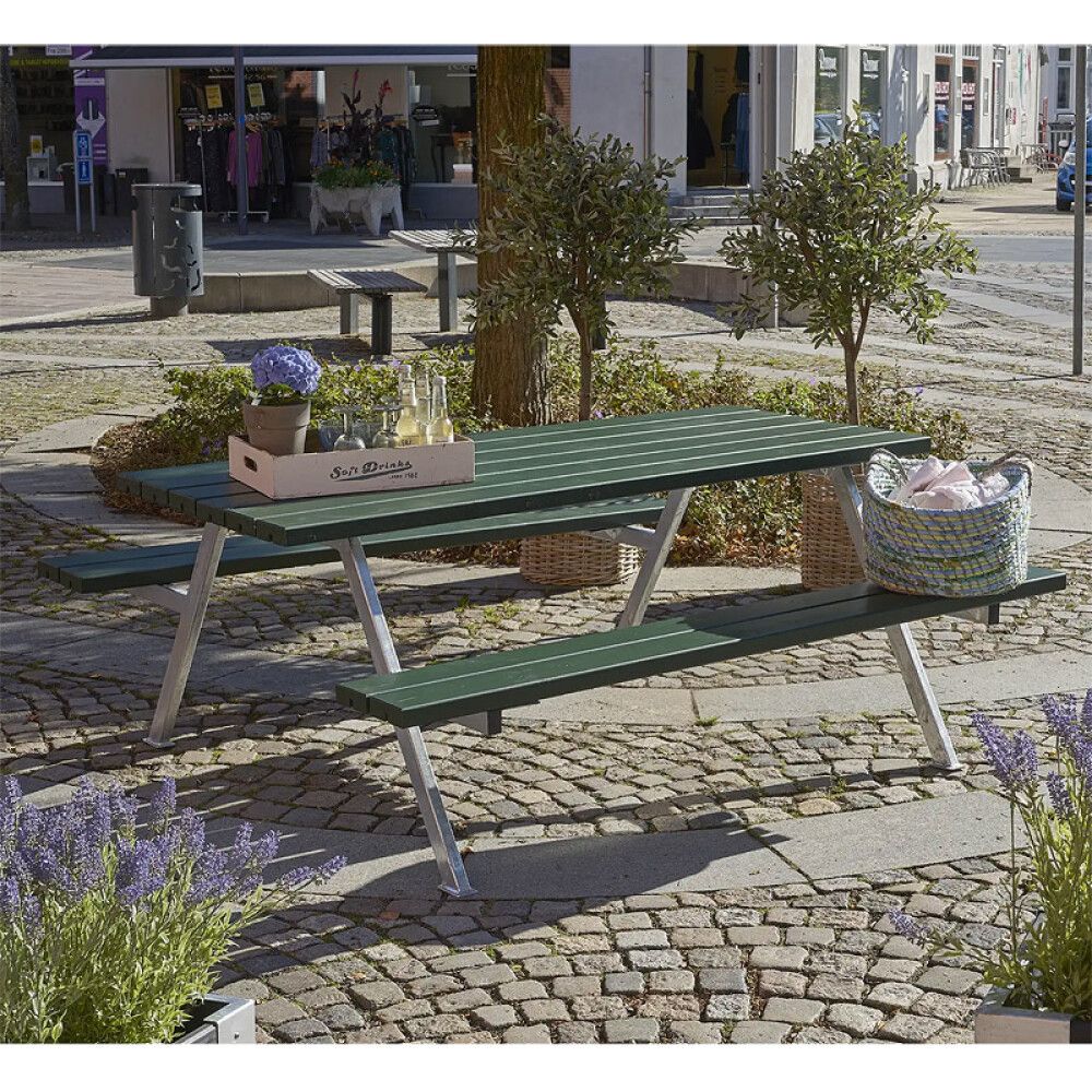 HAGEMØBEL PLUS BORD/BENKESETT ALPHA 117X73CM GRØNN