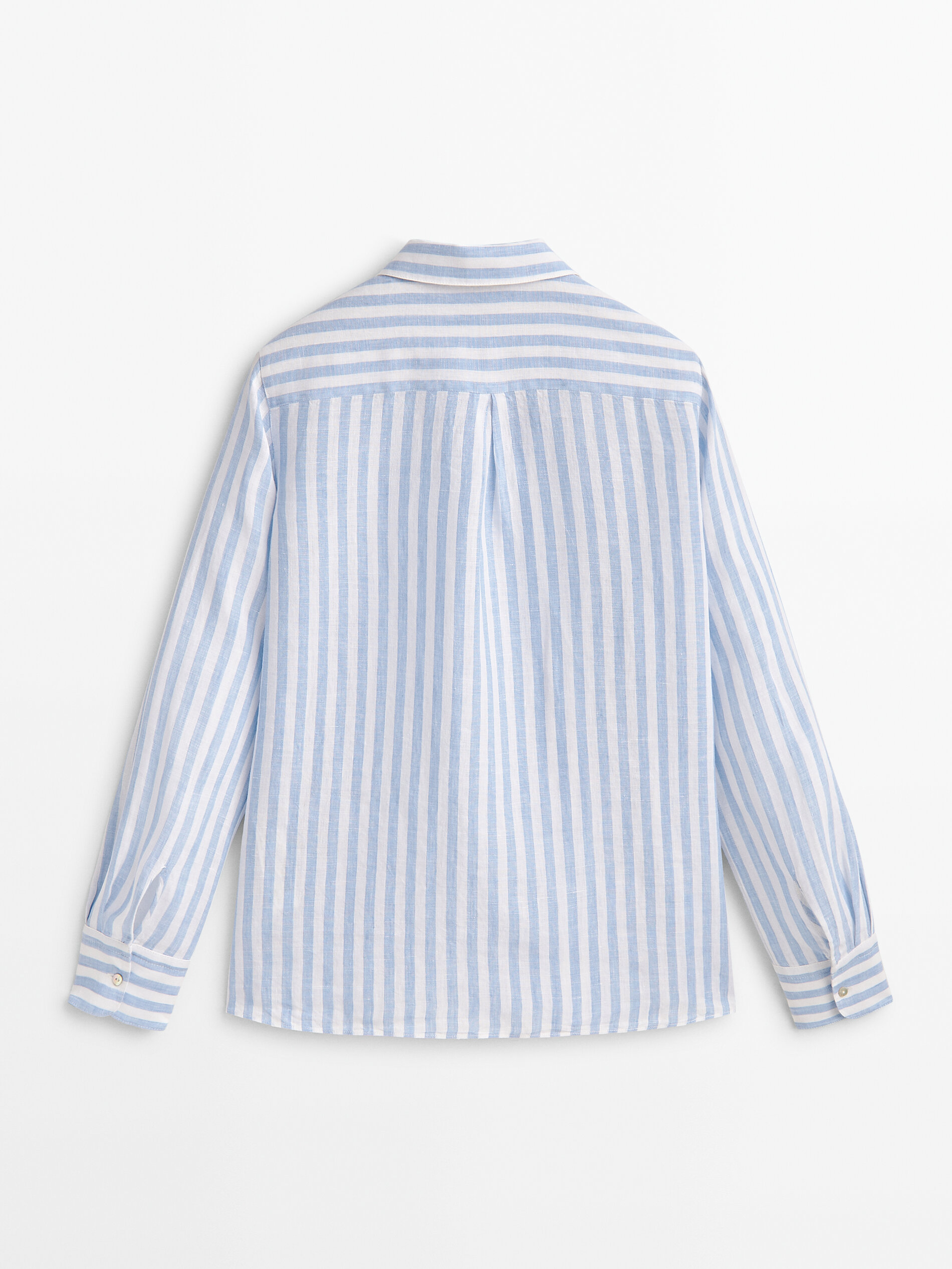 Camisa listrada 100% linho - AZUL CLARO