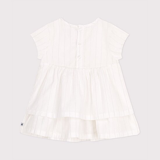 Robe cérémonie bébé en coton léger manches courtes   Ecume        de               Petit Bateau