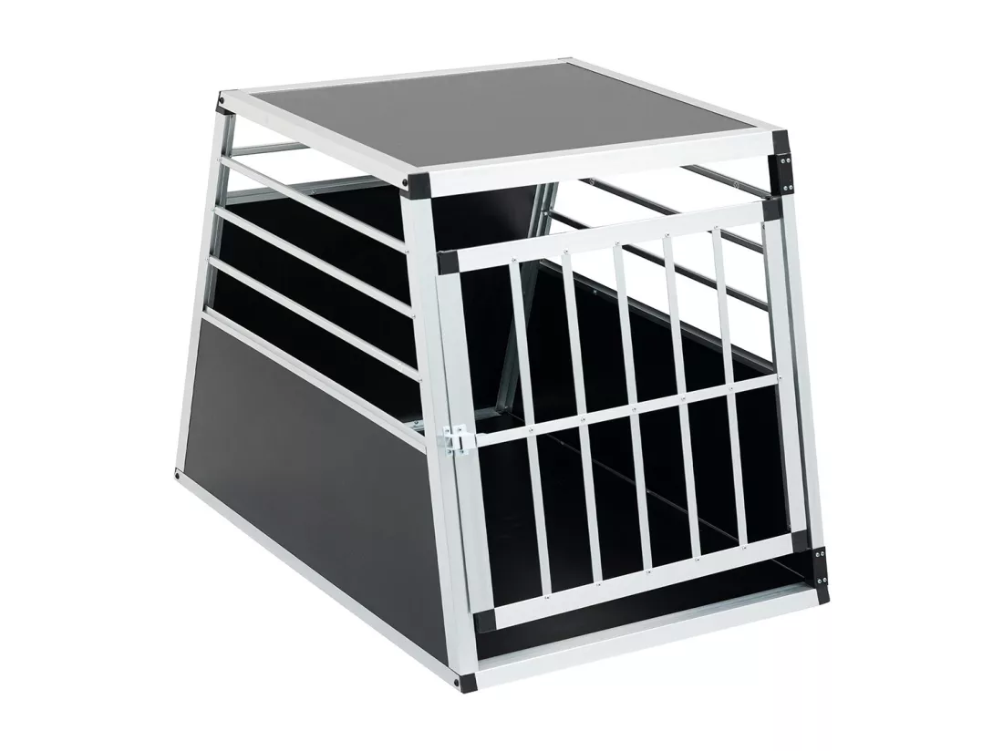 Cage de transport pour chien en aluminium taille XXL 65x91x69 cm noir pour voiture