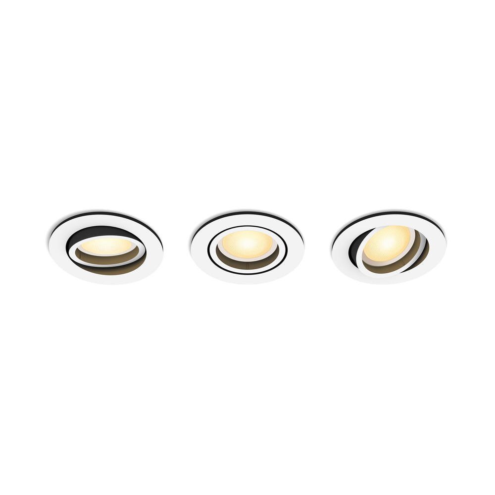 Philips Hue Bluetooth White Ambiance Inbouwspot Milliskin in Wit 4,2W 350lm GU10 3-pack