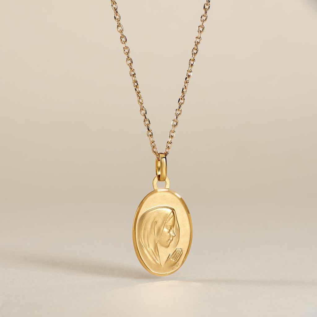 Pendentif Vierge Ovale Or Jaune