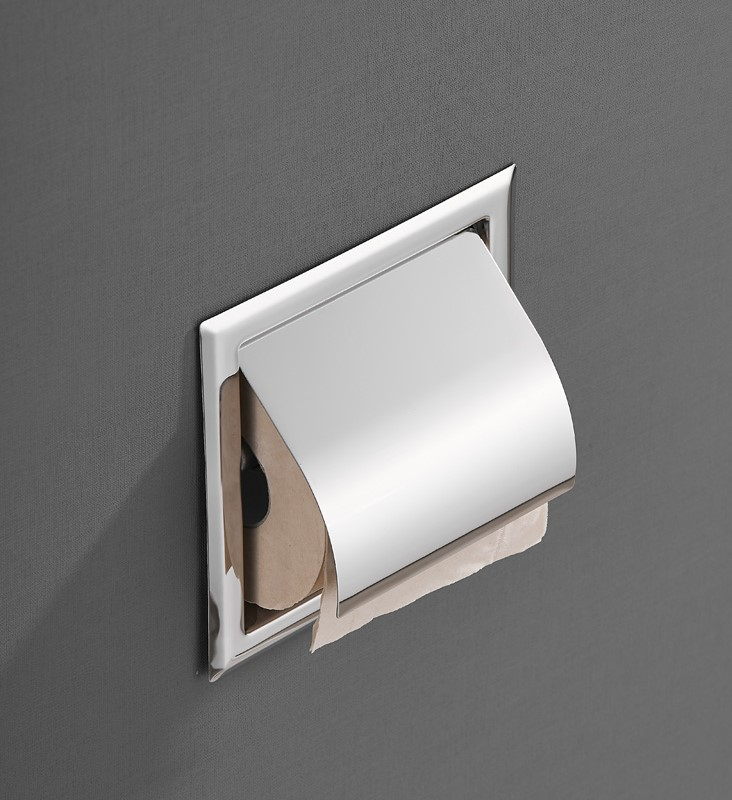 Saniclear Talpa inbouw toiletrol houder met klep chroom