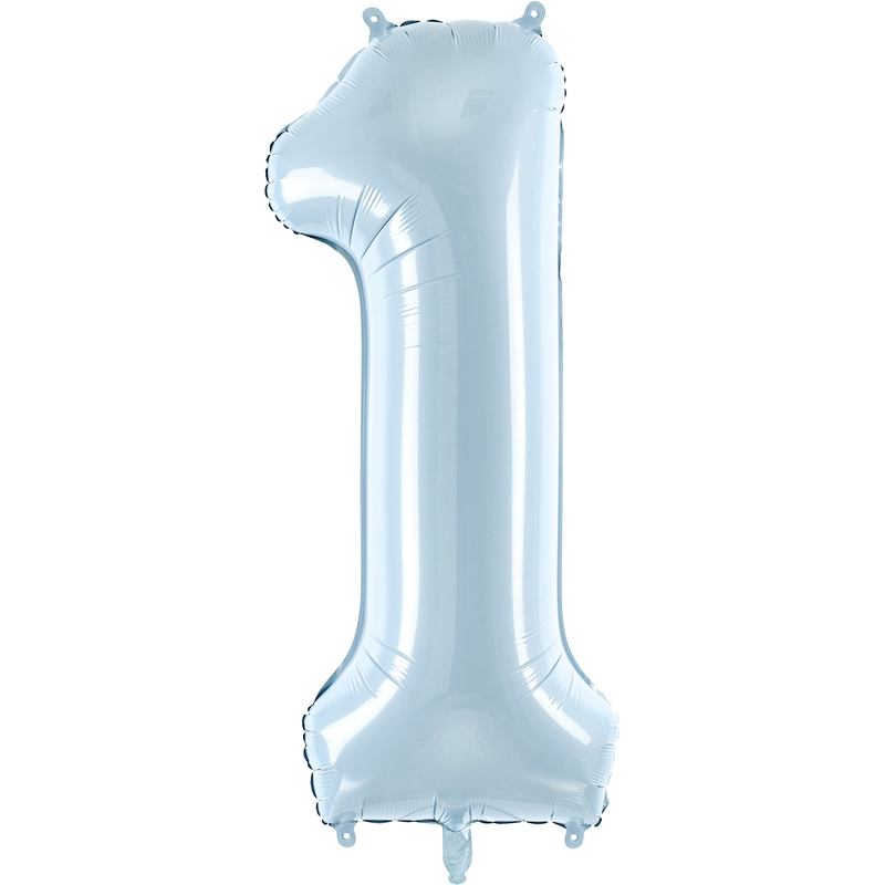 Partydeco Folienballon Zahl 1, hellblau