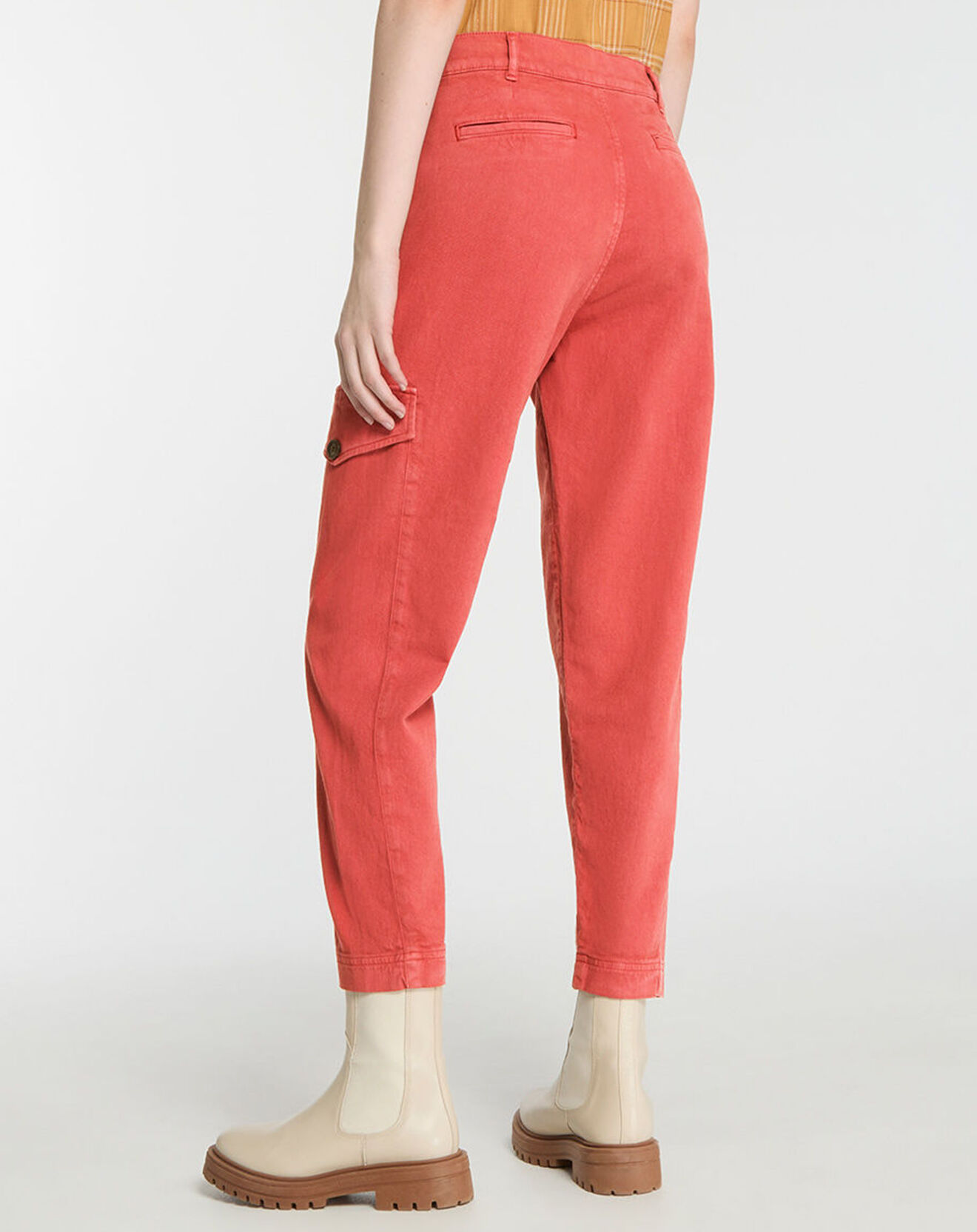 Galeries Lafayette Pantalon cargo en Twill de Coton recyclé Robin rouge foncé