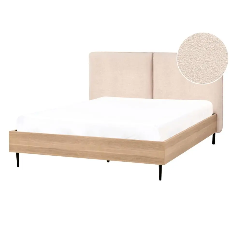 LIMANTON - Bed - Beige - 140 x 200 cm - Bouclé
