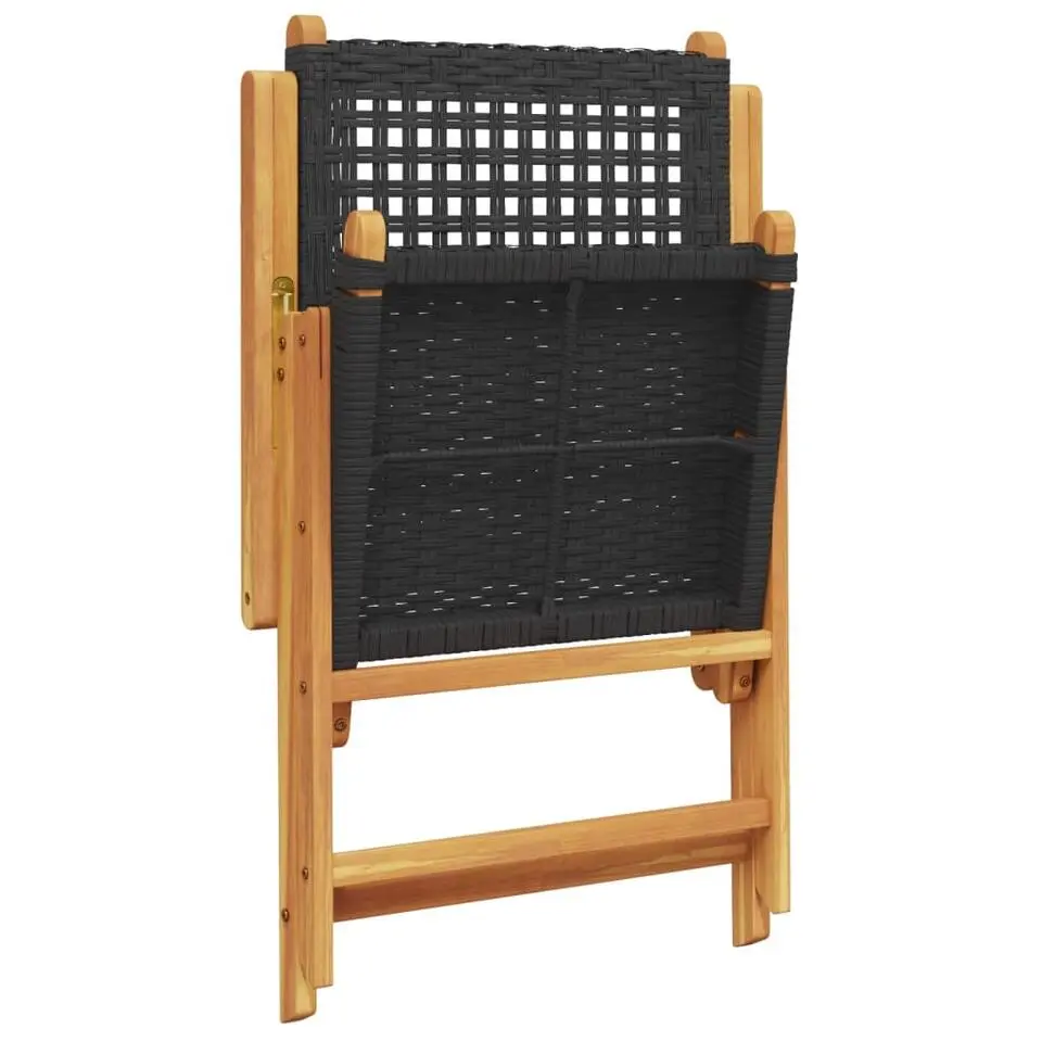 vidaXL - Verstelbare tuinstoelen - Zwart - Poly rattan en hout zwart - 4 stuks