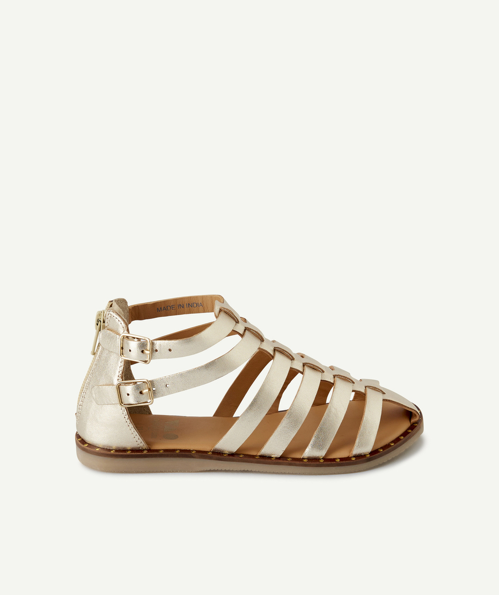 SANDALES COULEUR DORÉE FILLE AVEC LANIÈRES
