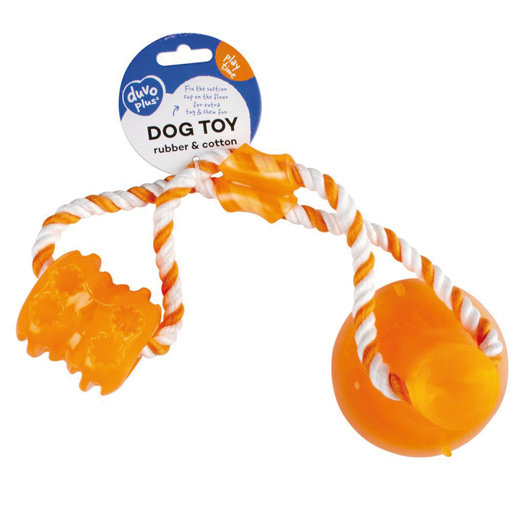 Corda para brinquedo de cachorro DUVO com ventosa, laranja, 40 cm x 10,3 cm x 10,3 cm