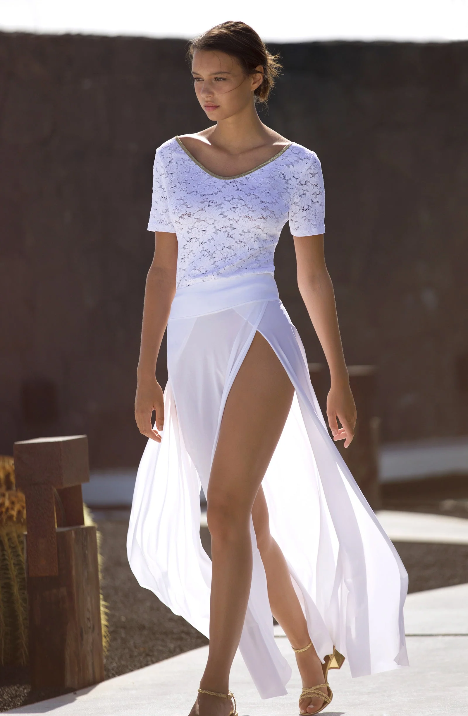 jax Jupe longue fendue blanche Blanc