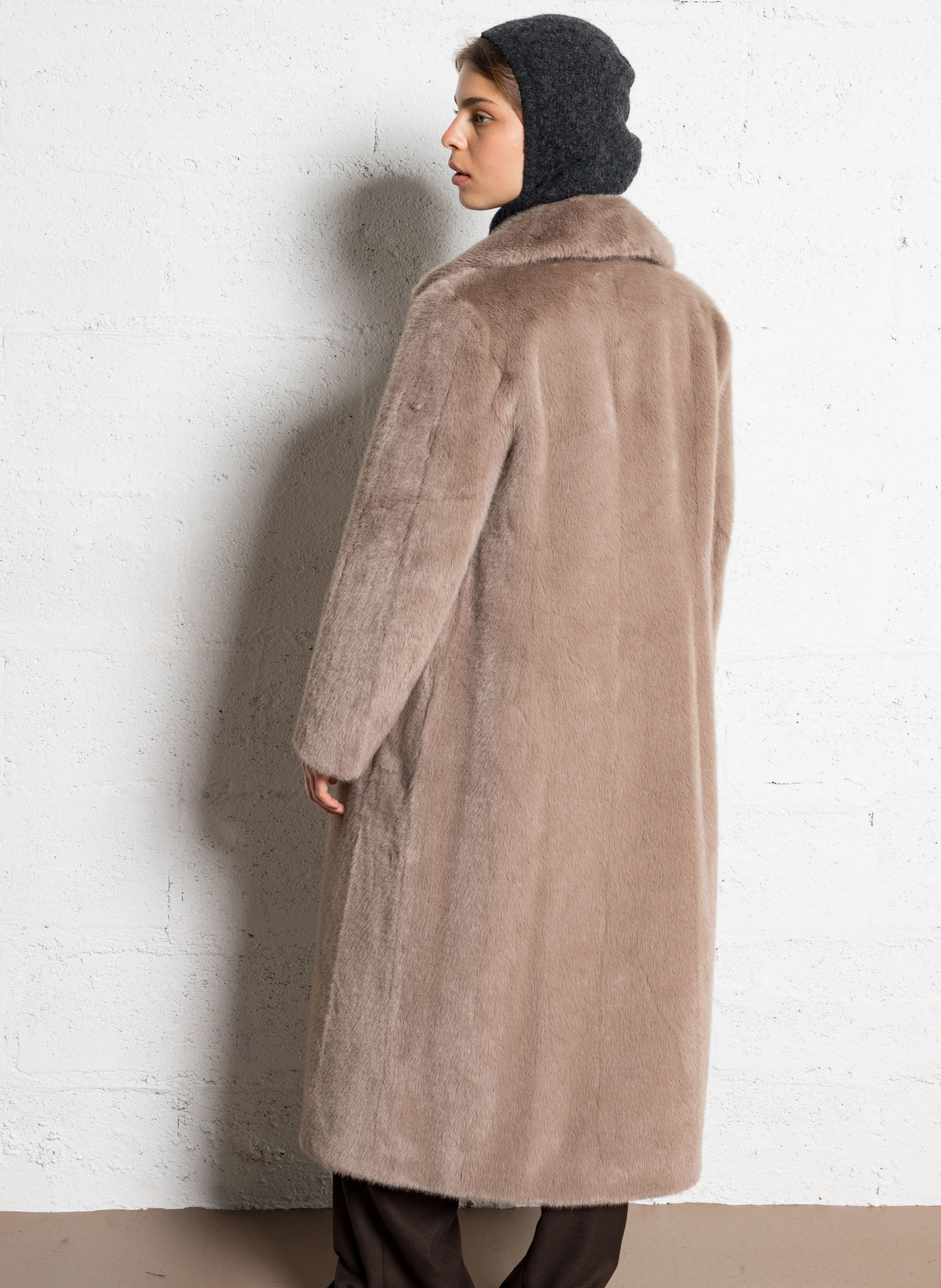 ALBERTINE - Manteau long effet fourrure | Gris