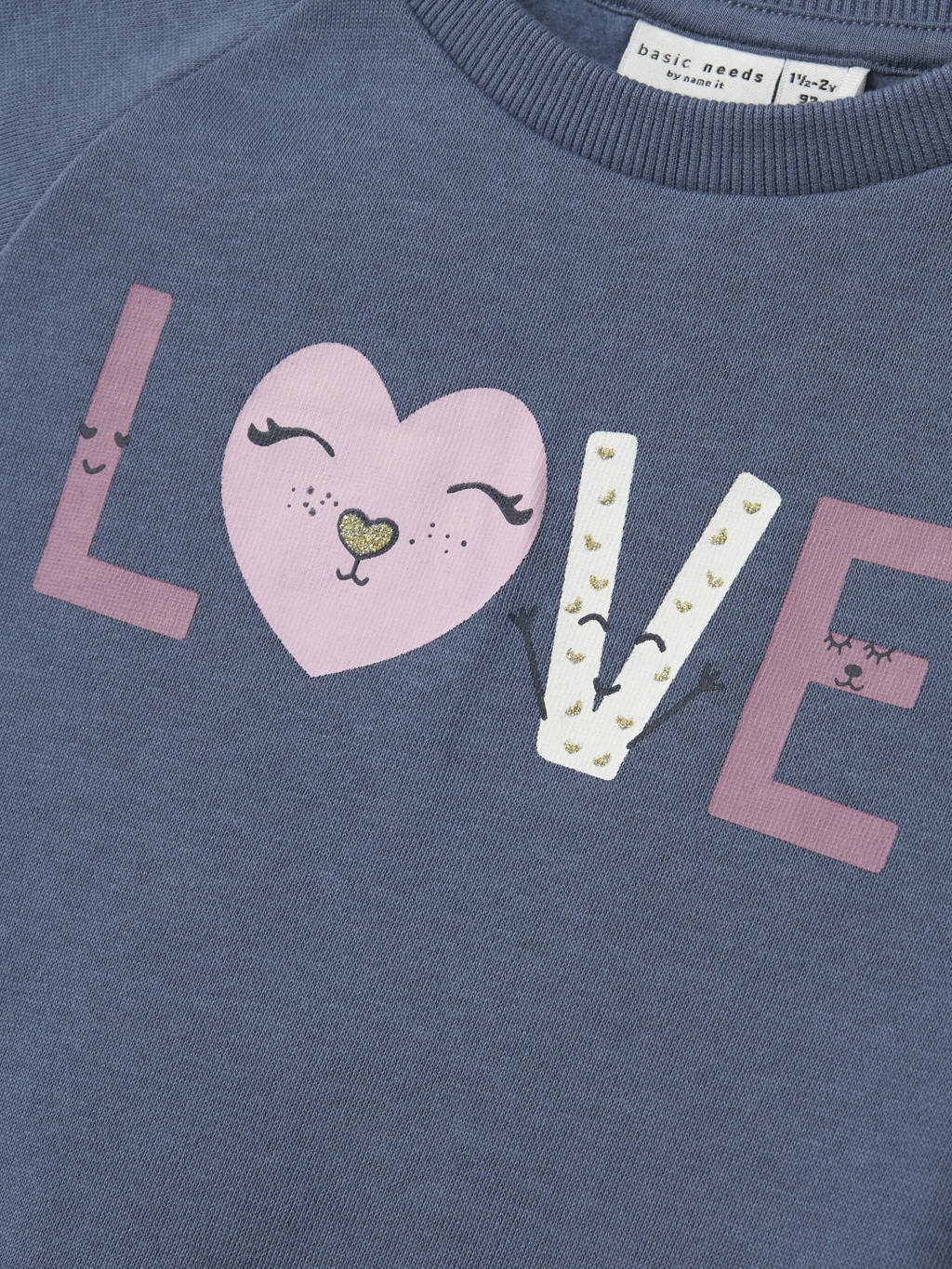 NAME IT sweater NMFVENUS met printopdruk blauw