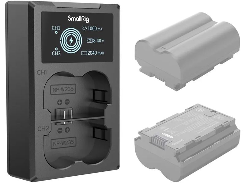 Smallrig Ladegerät Fujifilm NP-W235 Kompaktes, duales Ladegerät mit LCD-Display