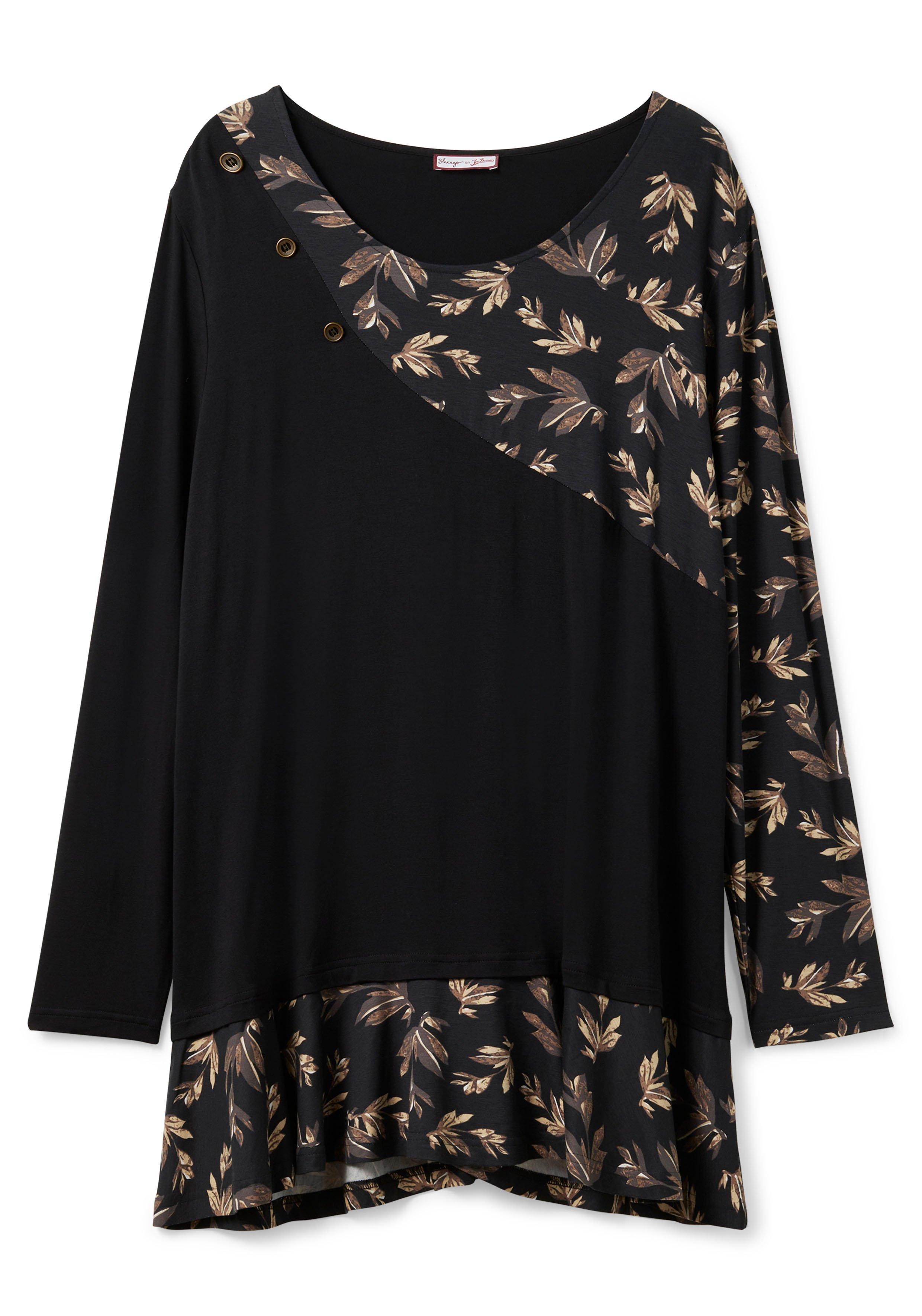 Longshirt mit floralem Druck, in Double-Layer-Optik