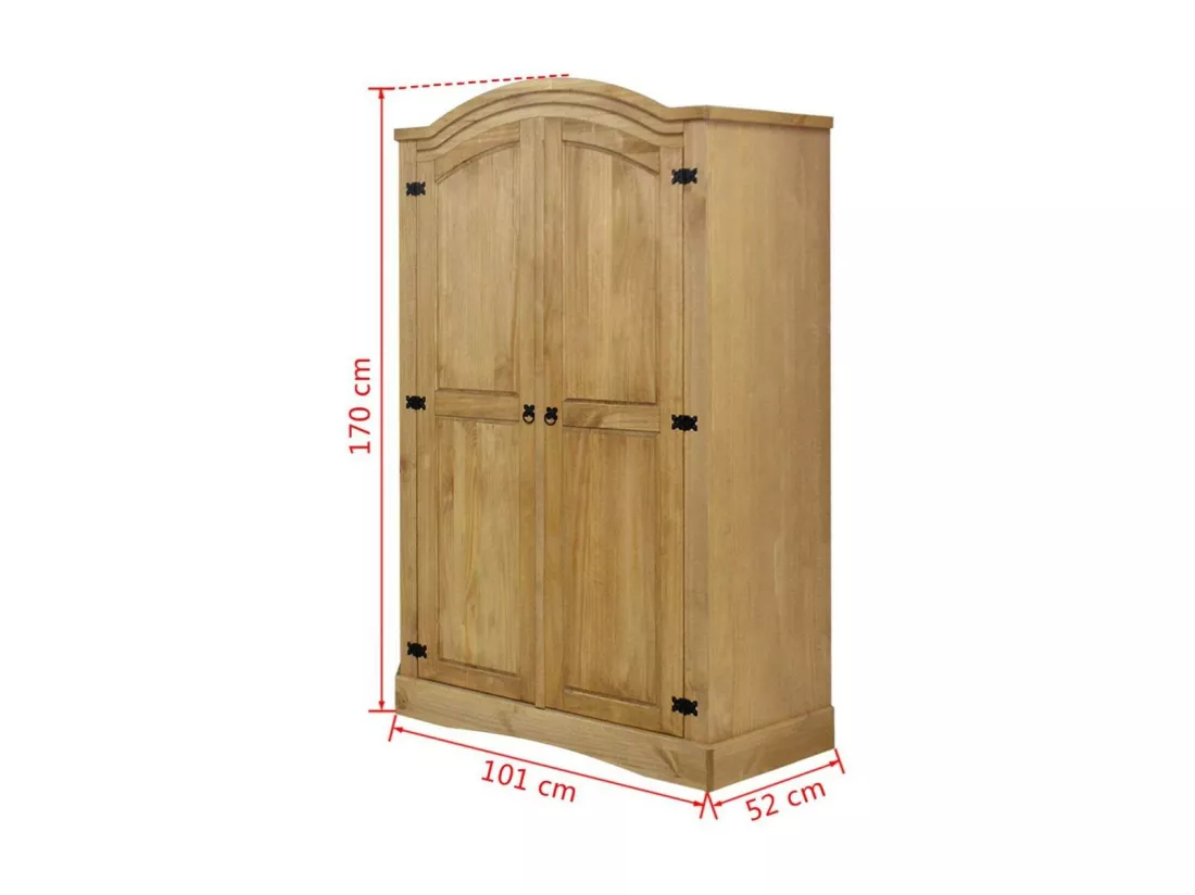 Armoire 2 portes pin massif naturel Mexica