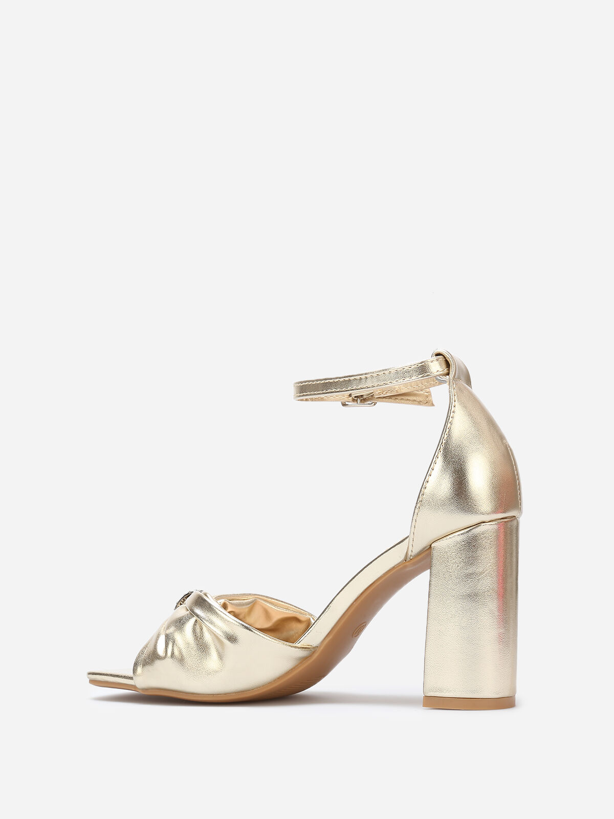 Sandales avec bride noeud à strass- Doré
