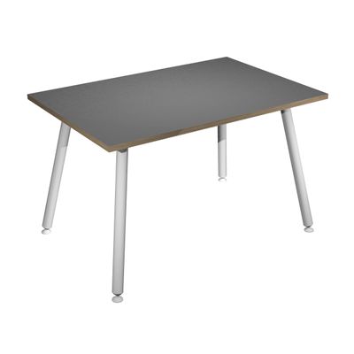 Bureau LEONARDO - 120 cm - Pieds métal blancs - Anthracite chants chêne