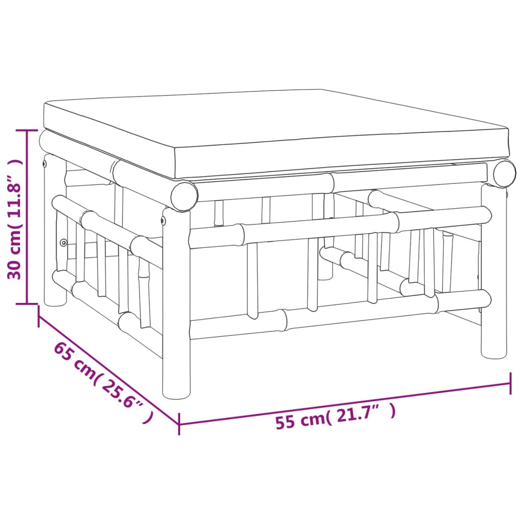 Salon de jardin meuble d'extérieur ensemble de mobilier 7 pièces avec coussins gris foncé bambou