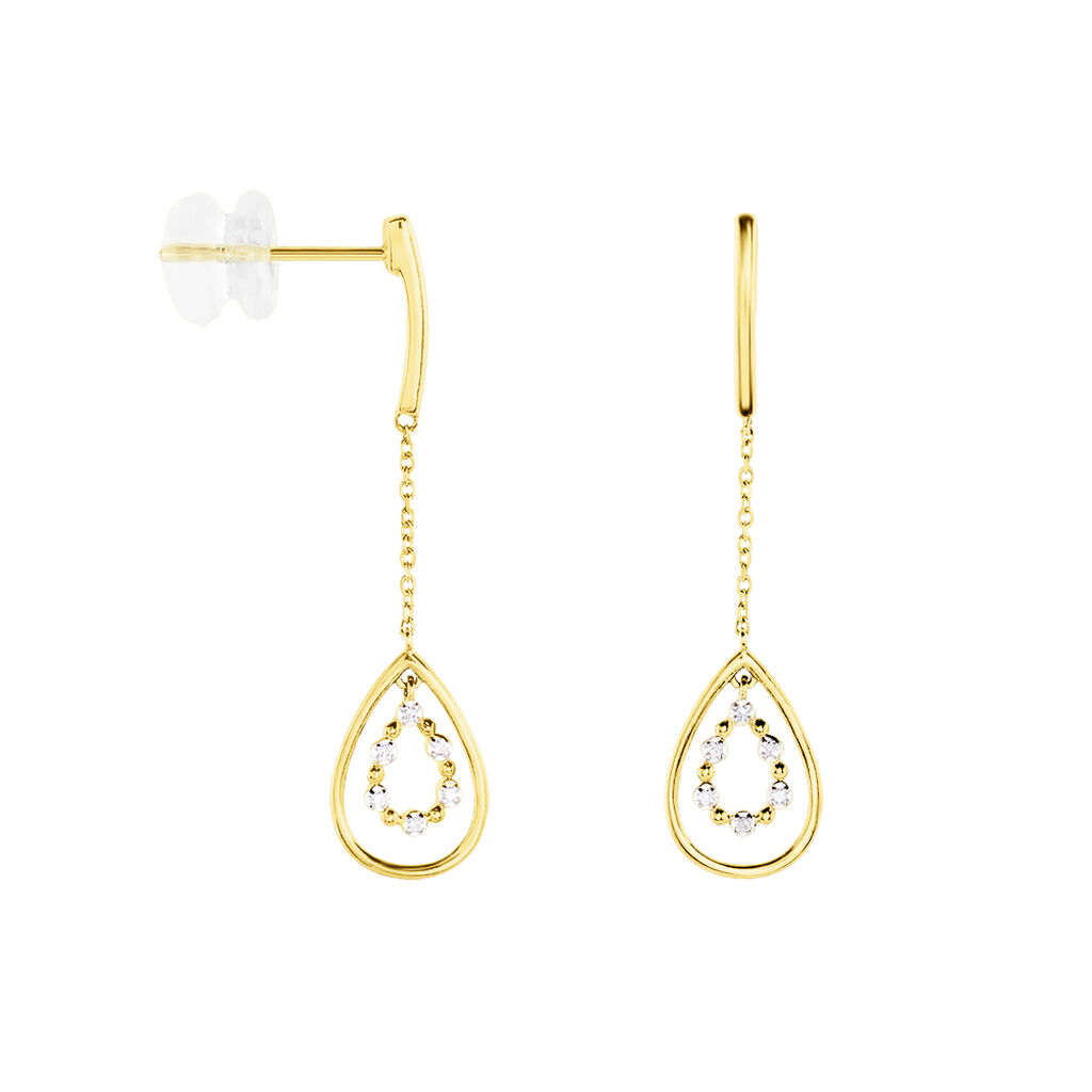 Boucles D'oreilles Pendantes Marganela Or Jaune Diamant