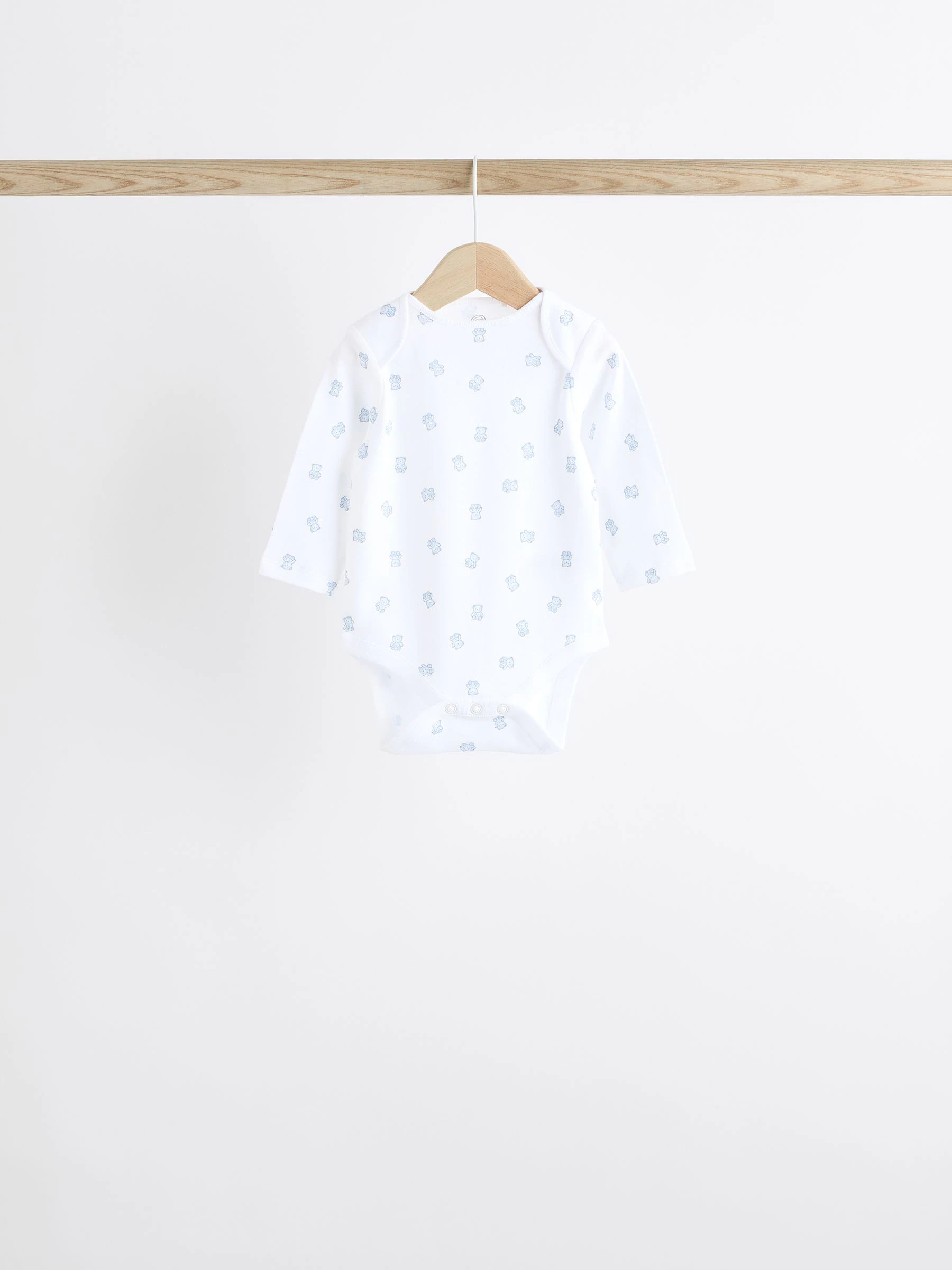 Blauw - Babyrompertjes met beer en lange mouwen