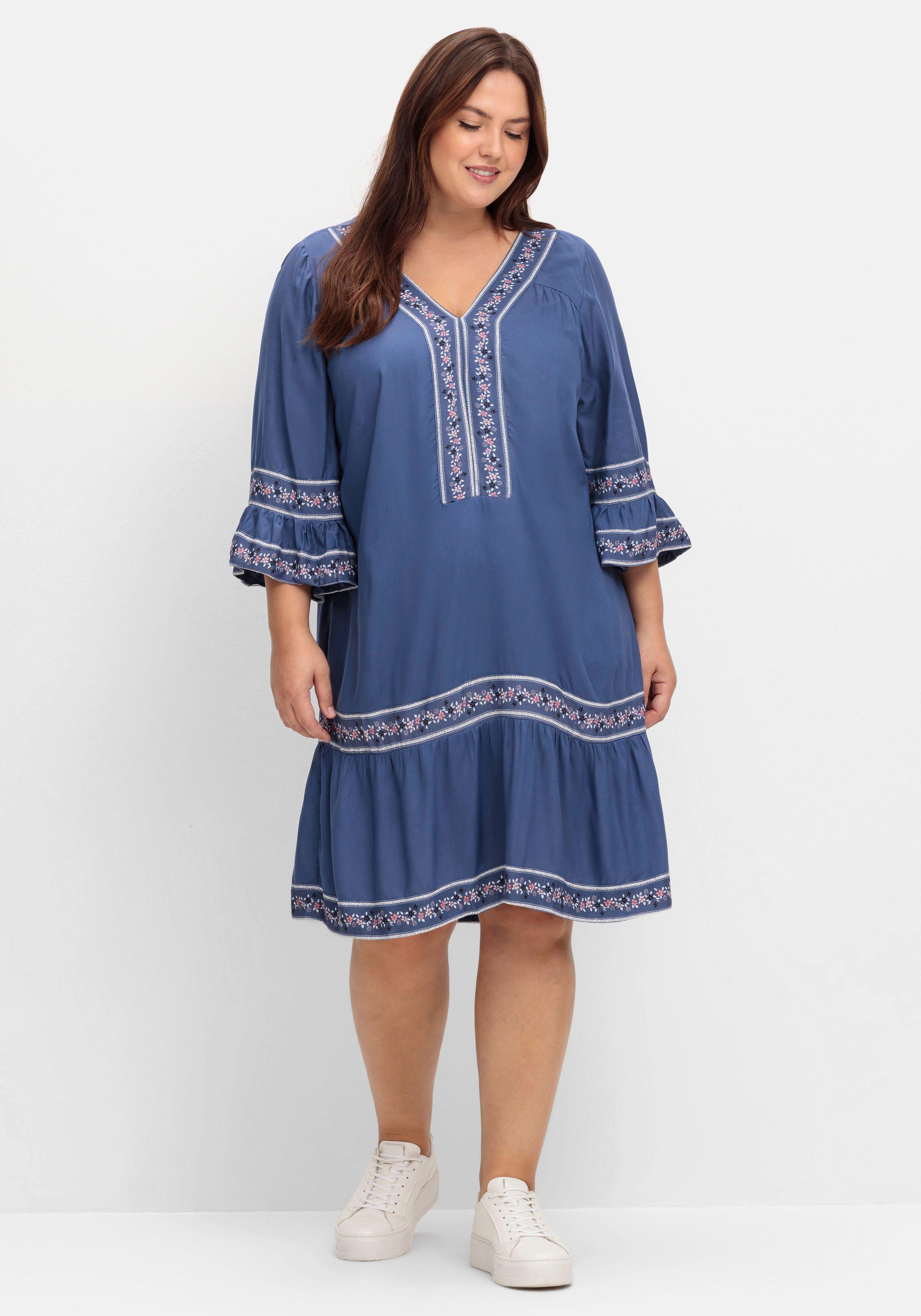 Kurzes Tunikakleid mit Blumen-Alloverprint