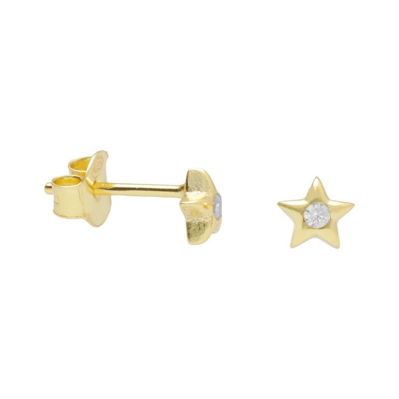 Boucles d'Oreilles Argent 925/000 Doré - Etoile Sertie