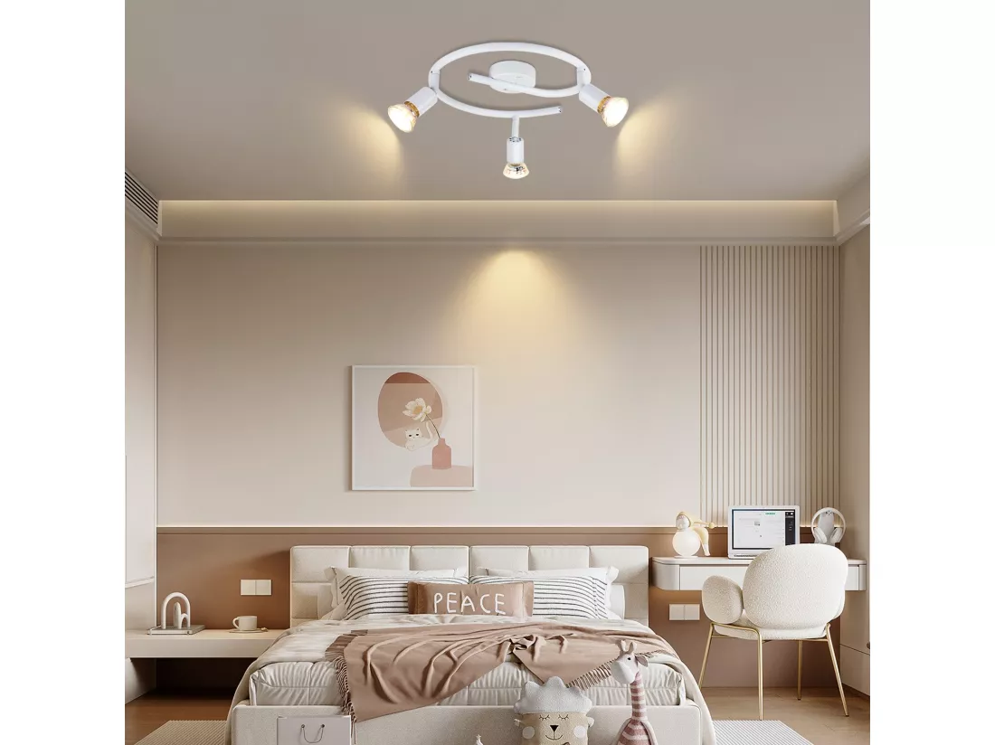 NETTLIFE Spot de plafond LED orientable GU10 3 spots de plafond flamme salon industriel