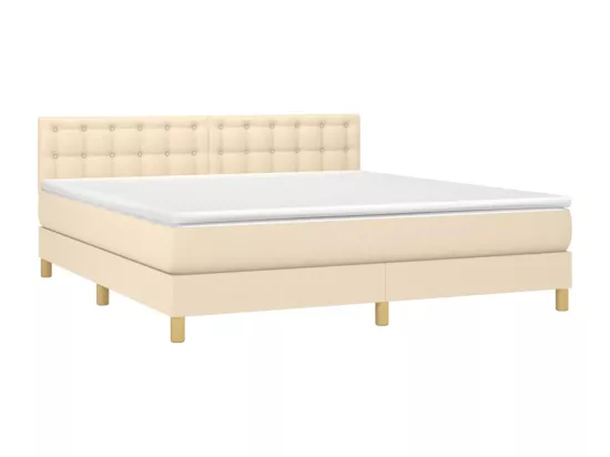 Sommier tapissier avec matelas et LED Crème 180x200 cm Tissu