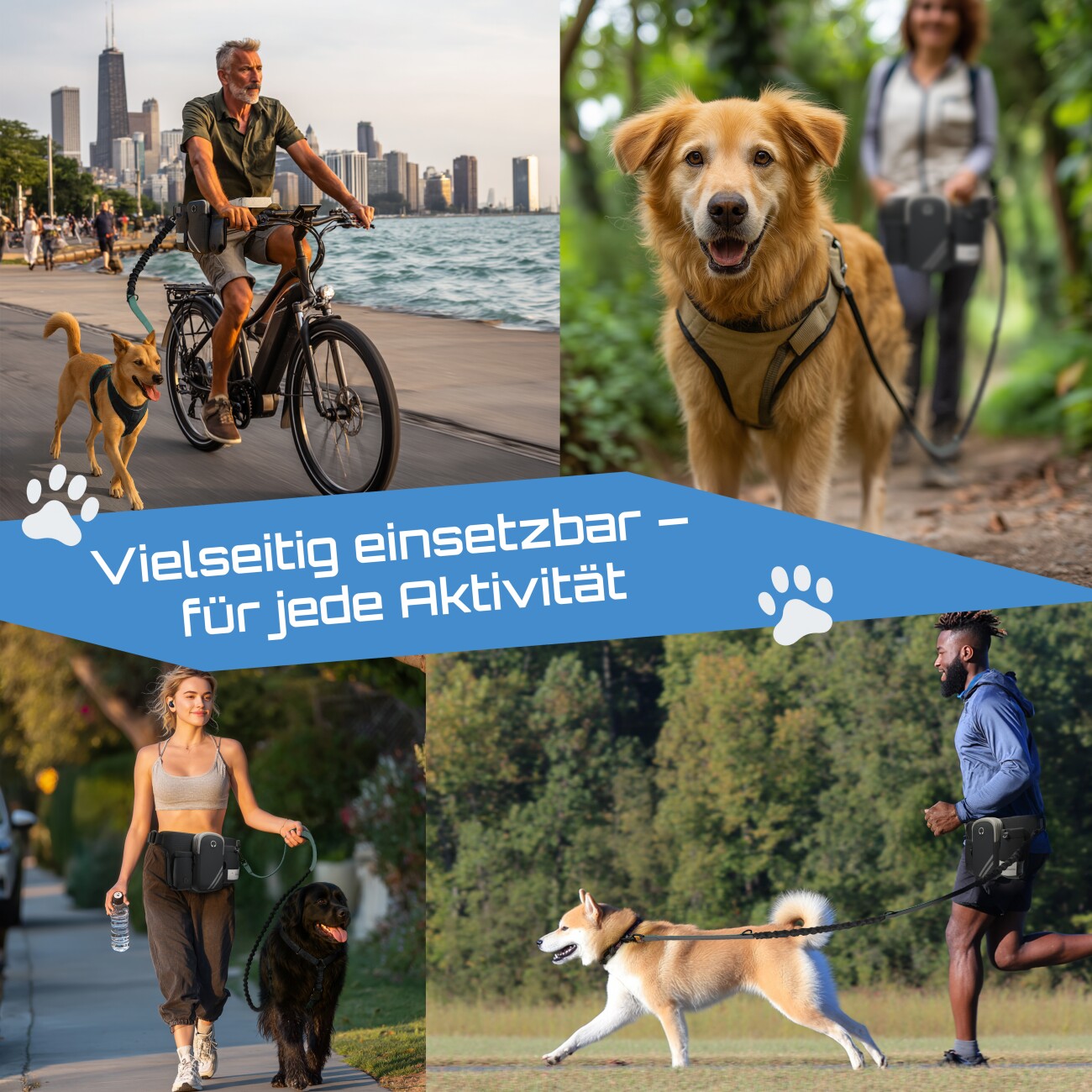 Petsation Joggingleine mit Bauchgurt & Rückdämpfer