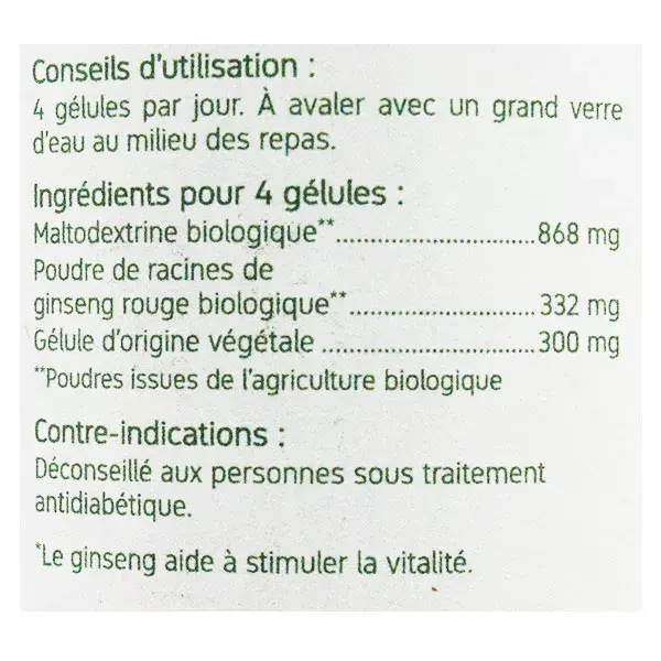 Nat & Form Bio Ginseng Rouge 200 gélules végétales