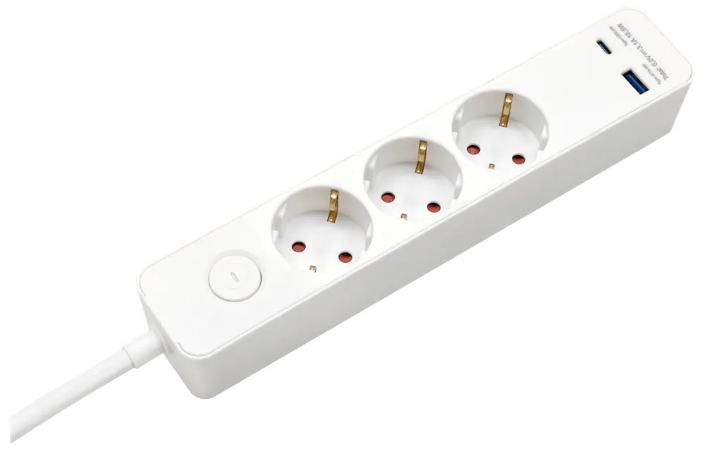 3 stikdåse med USB og afbryder